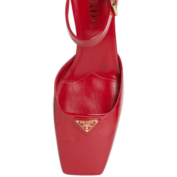 PRADA Modellerie Logo D'Orsay Square Toe Ankle Strap Mary Jane Pumps Heels - Picture 3 of 16